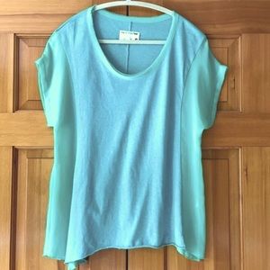 Rag & Bone Sheer Panel Oversized Tee in Aqua